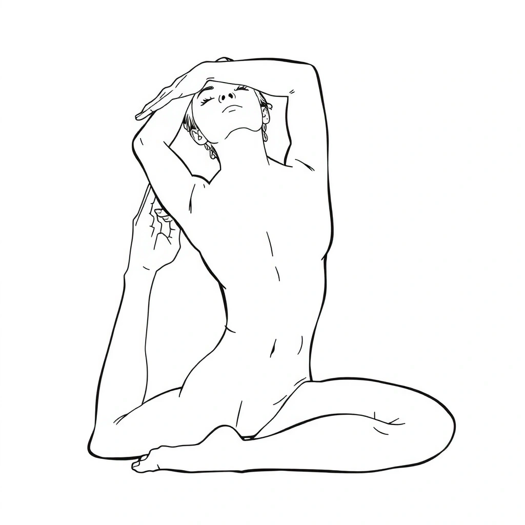 Illustration of a person in a deep Yin yoga stretch